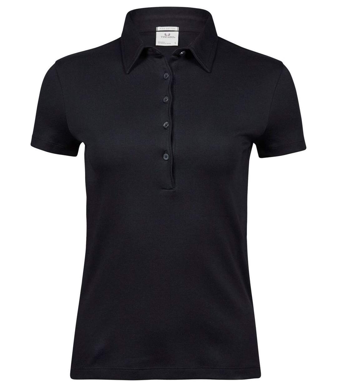 Polo femme premium coton pima - 1441 - noir - manches courtes-1