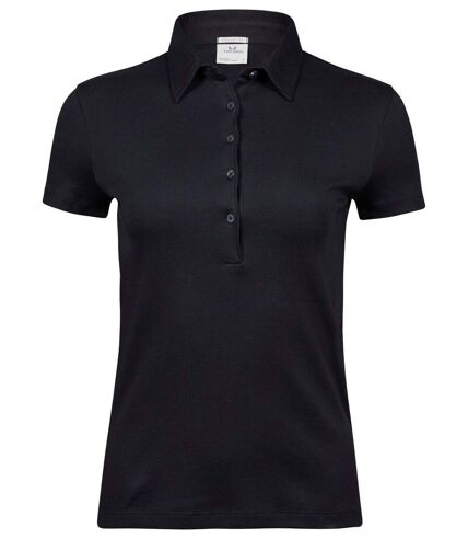 Polo femme premium coton pima - 1441 - noir - manches courtes