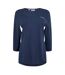 Womens/ladies Club Scoop Neck 3/4 Sleeve T-shirt Blue Head-1