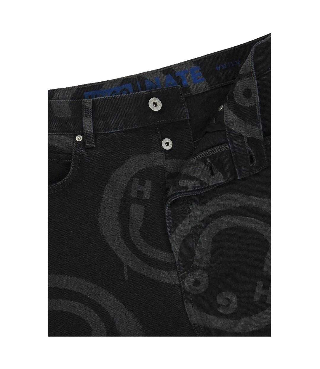 Mens Nate Graphic Print Jeans Black Hugo-4