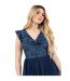 Robe Mi-longue Motif/style Paillette Femme Bleu Marine Foncé Deluxe-3