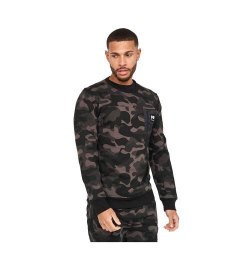 Mens velmax camo crew neck sweatshirt dark camo Crosshatch