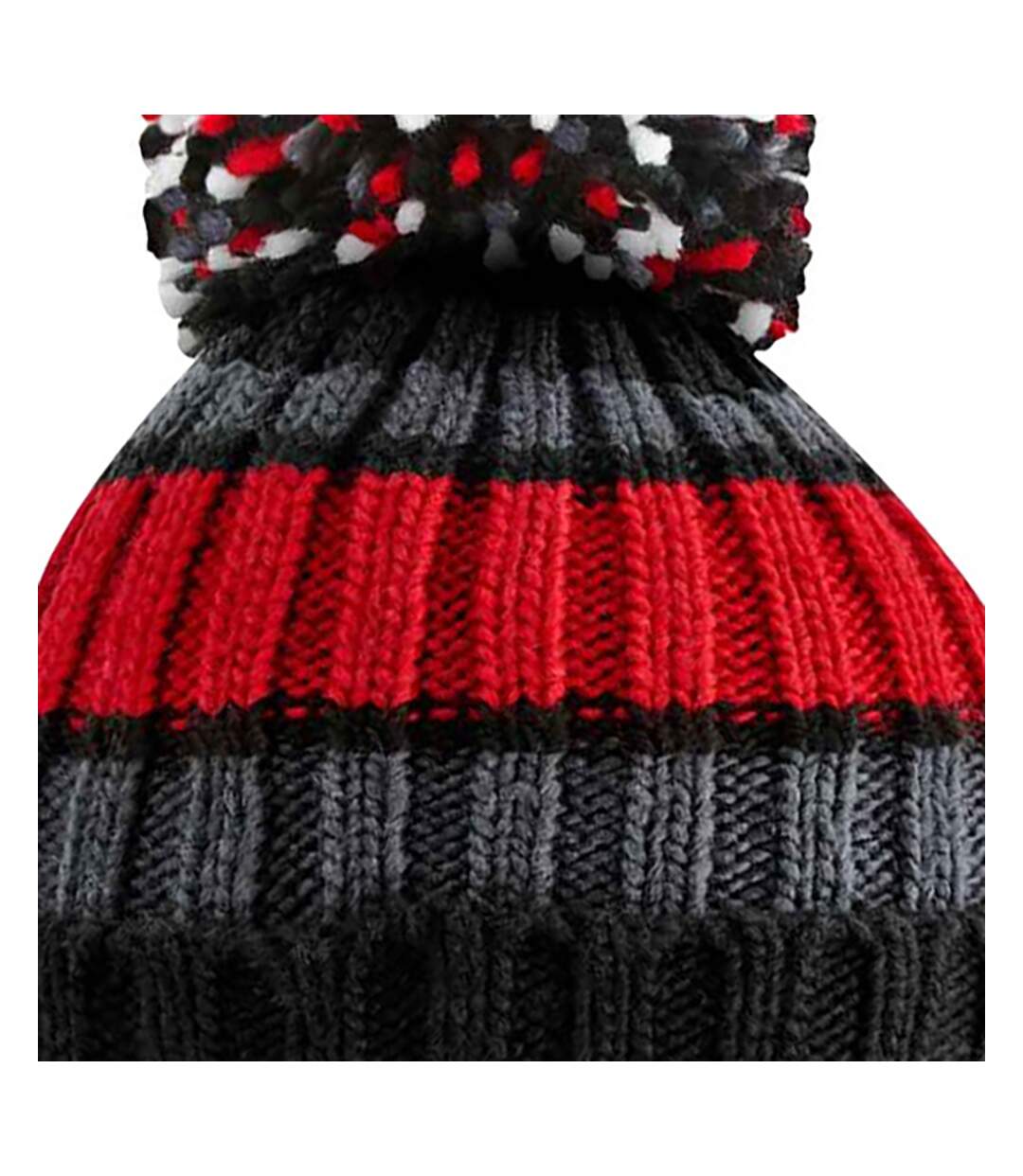 Bonnet hygge striped adulte noir / rouge Beechfield