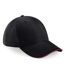 Adultes Unisex Athleisure Cotton Baseball Cap Noir Rouge Classique Beechfield-1