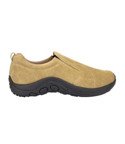 PDQ Womens/Ladies Real Suede Ryno Slip-On Casual Trainers (Taupe) - UTDF139