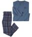 Men's Blue Tartan Print Pyjamas
