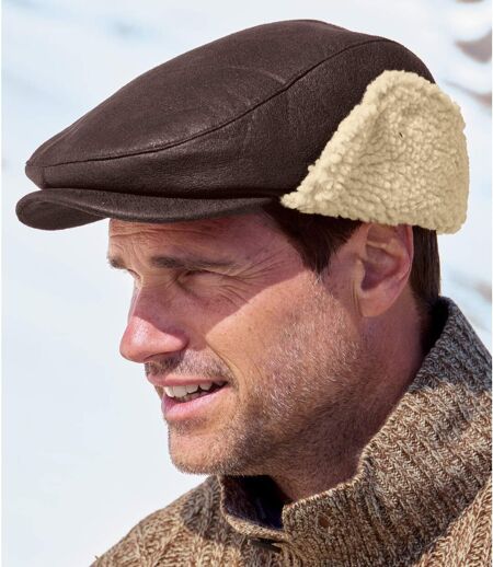 Men's Brown Faux-Suede Flat Cap