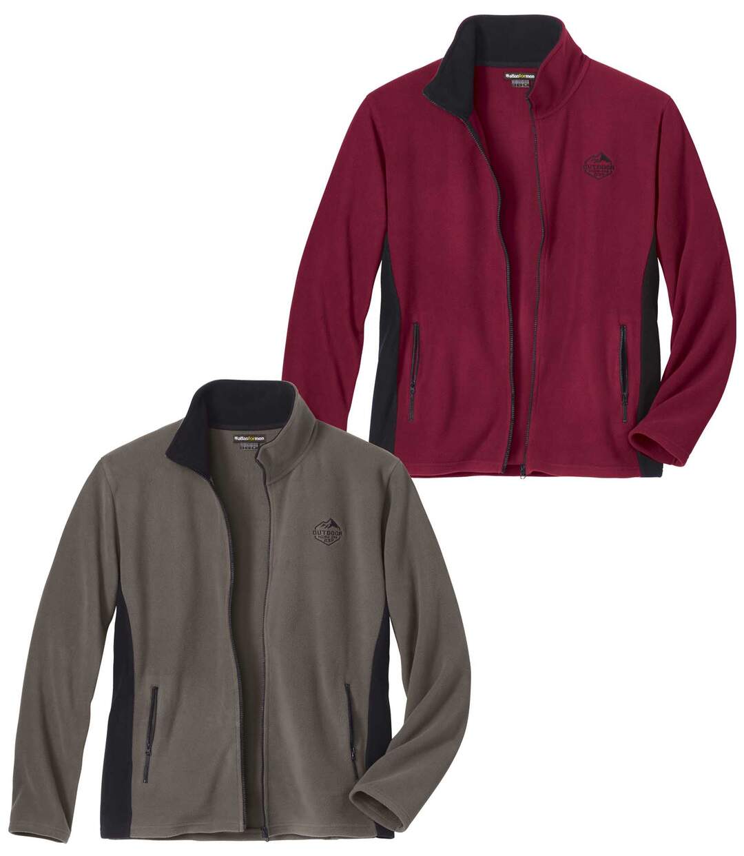 Pack of 2 Men's Fleece Jackets - Grey Burgundy-1