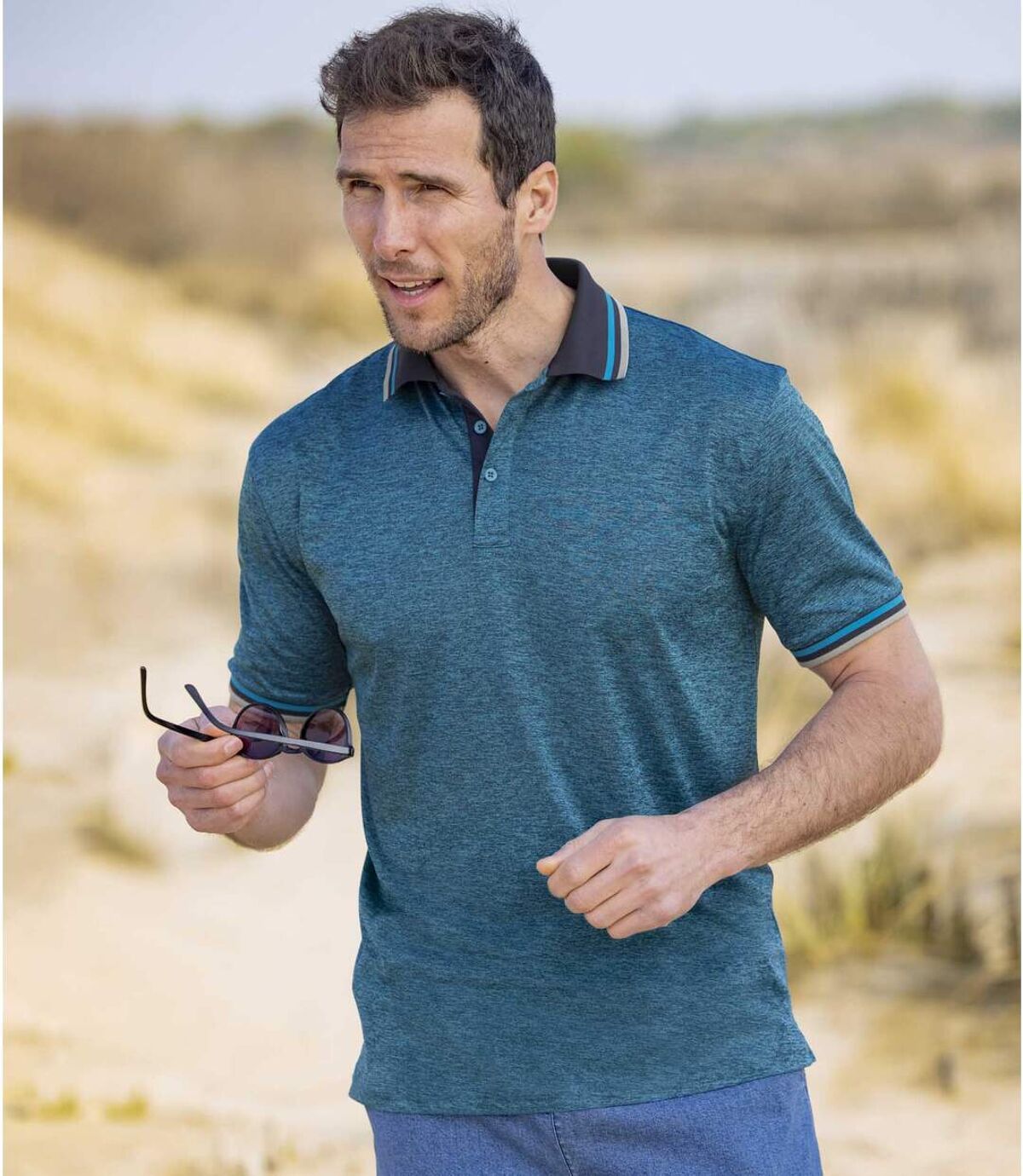 Pack of 2 Men's Sporty Polo Shirts - Turquoise Gray Atlas For Men