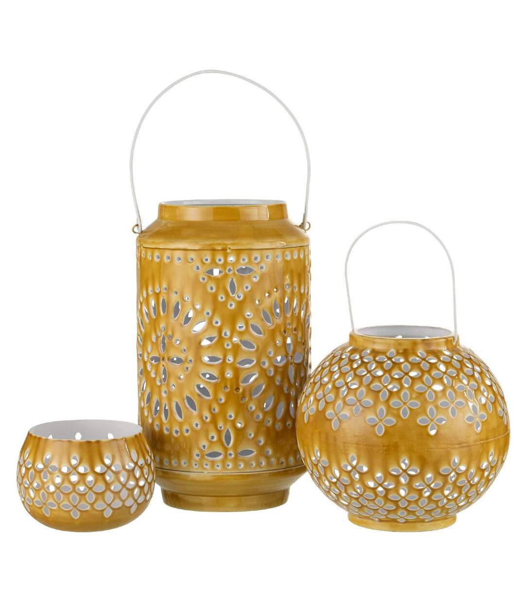 Lanterne Cylindrique Métal Sévilla 45cm Ocre-3