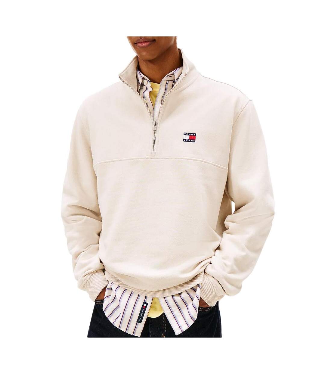 Sweat beige tommy hilfiger badge-1