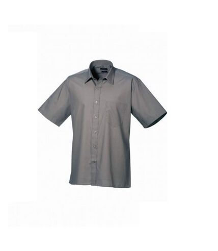 Mens short sleeve poplin shirt dark grey Premier