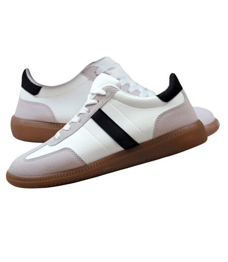 Womens/ladies pace contrast panel gum sole lace up trainers white Where´s That From