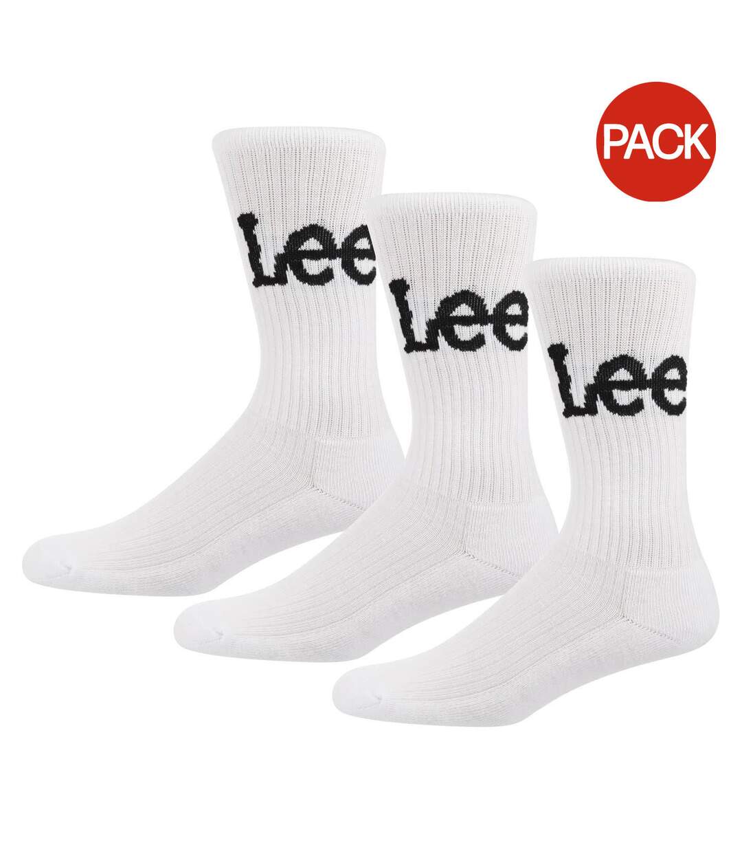 Lot De 3  Chaussettes Motif/style Lettrage Crorbett Homme Blanc Lee-1