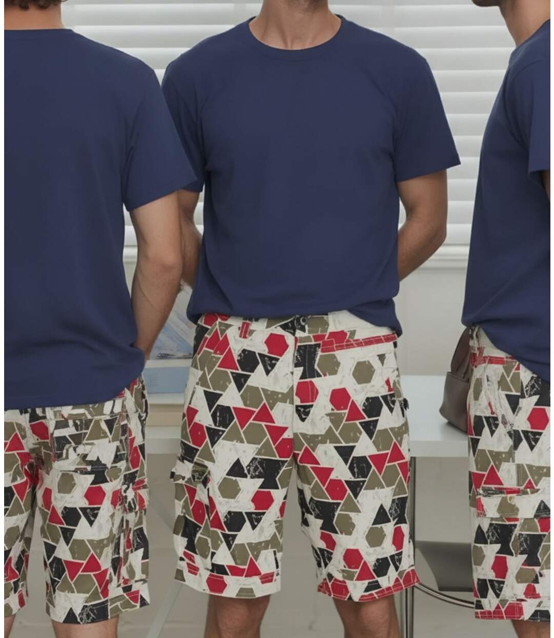 Bermuda homme rouge à  imprimé graphique en coton-2
