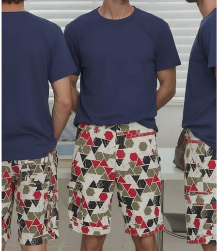 Bermuda homme rouge à  imprimé graphique en coton