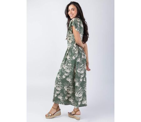 Robe longue manches courtes ARETHA fleurie pastel Coton Du Monde