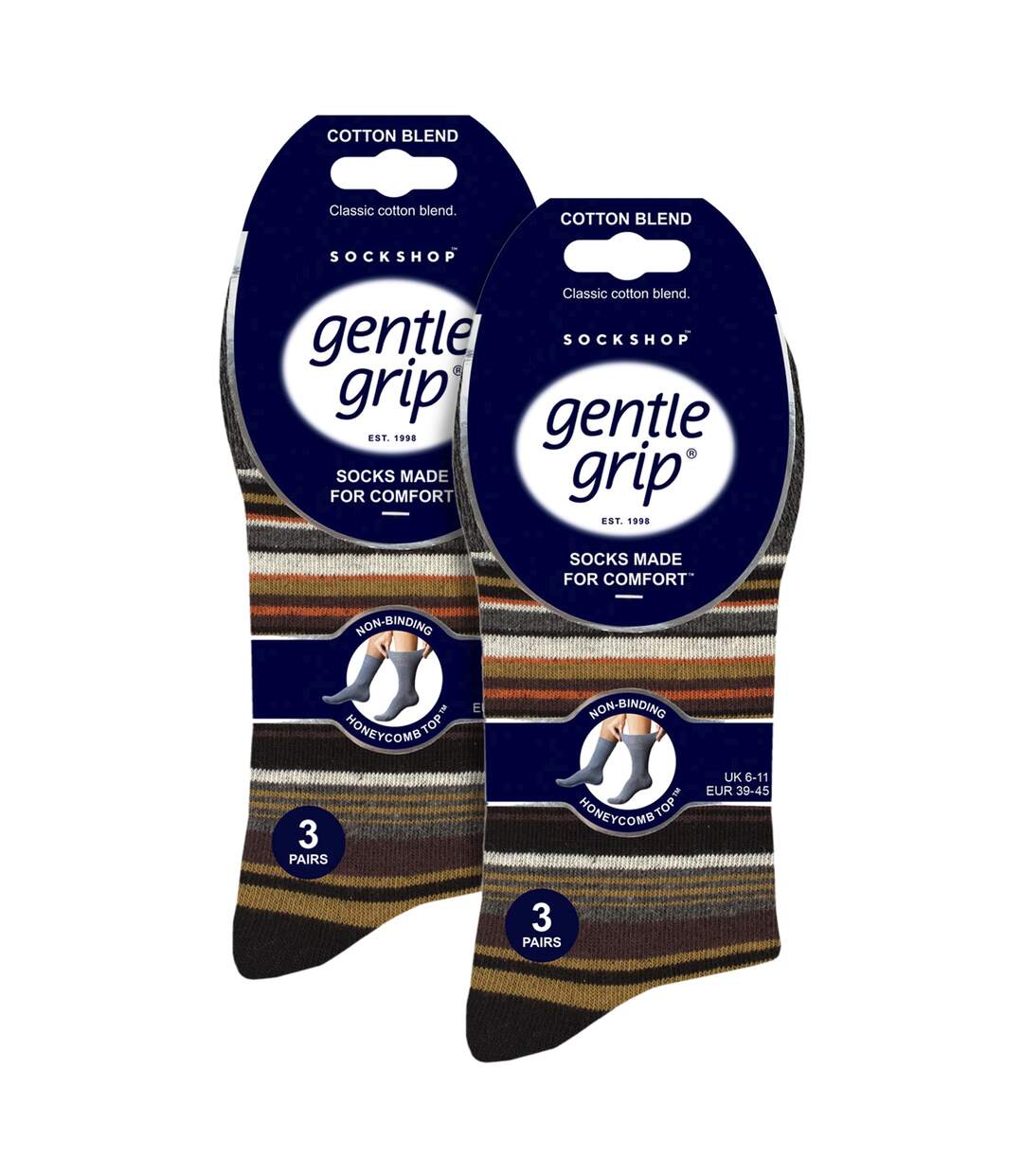 Gentle Grip - 6 Paires Chaussettes Homme Coton Douces Sans Élastique-2