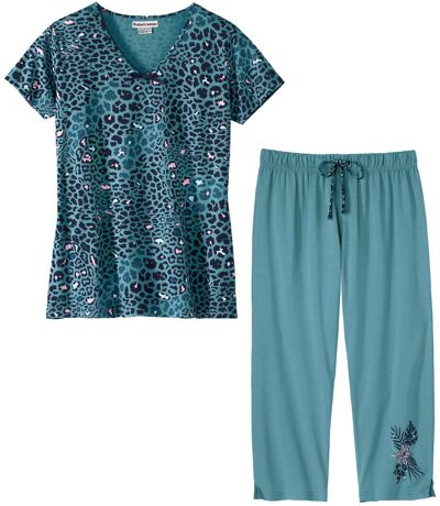 Pyjama d’Été en Coton Imprimé Léopard 