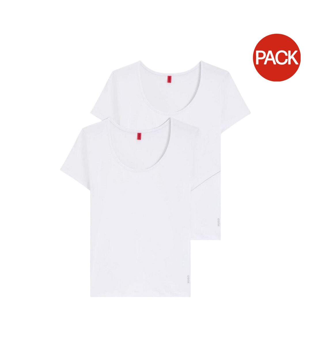 Pack Of 2  Womens/ladies Stretch T-shirt  White Hugo-2