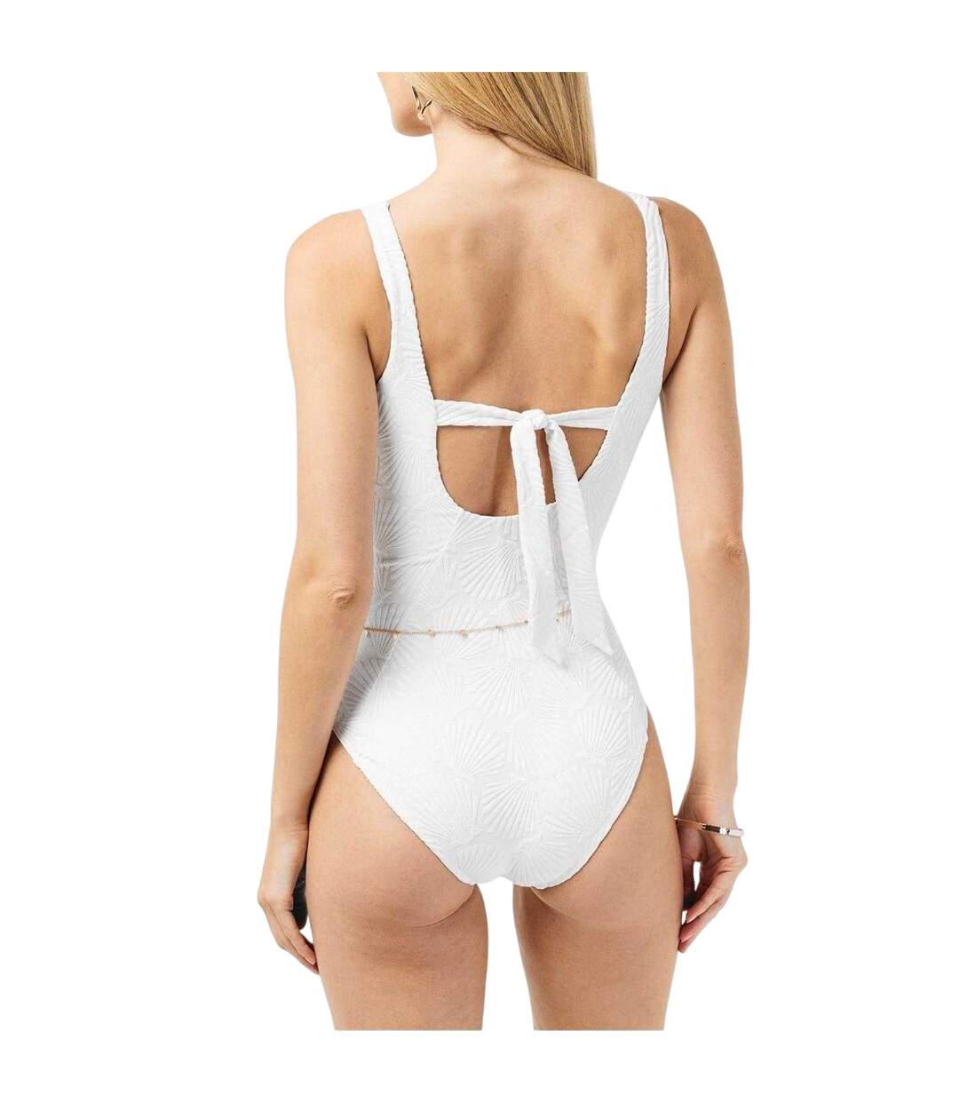 Womens/ladies Textured Sweetheart One Piece Swimsuit White Chelsea Peers-4