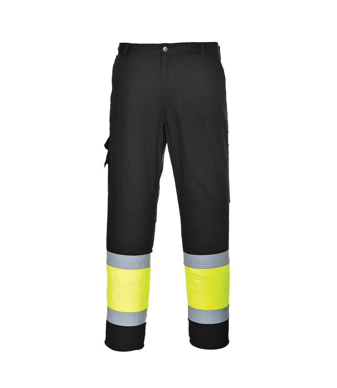 Mens contrast hi-vis work trousers yellow/black Portwest-1