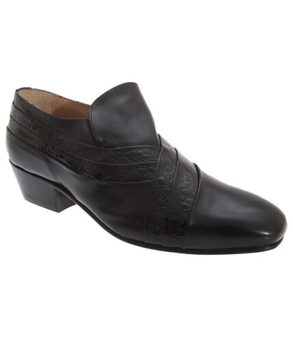 Montecatini Mens Folded Vamp Tab Full Leather Reptile Shoes (Black) - UTDF857