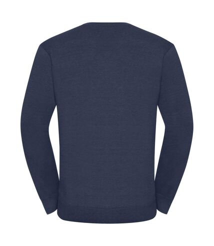 Russell Collection Mens V-Neck Knitted Pullover Sweatshirt (French Navy)
