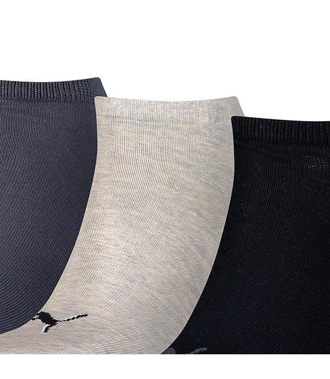 Pack Of 3  Unisex Adult Invisible Socks  Navy Light Grey Black Puma-3