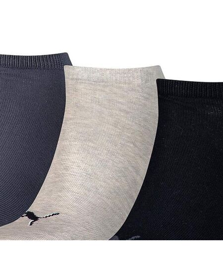 Pack Of 3  Unisex Adult Invisible Socks  Navy Light Grey Black Puma