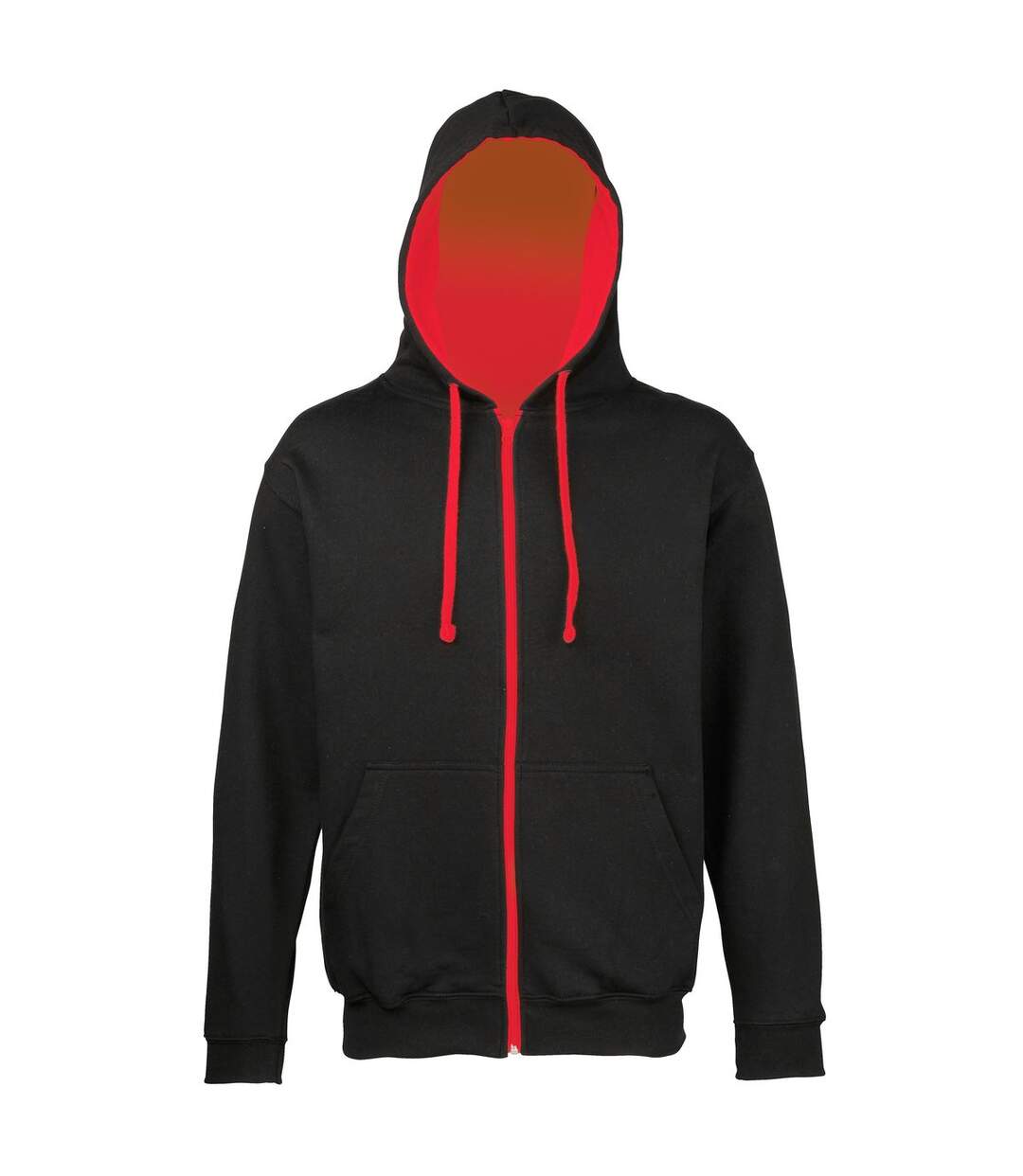 Veste zippée à capuche unisexe - JH053 - noir et rouge-1