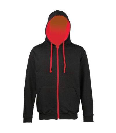 Veste zippée à capuche unisexe - JH053 - noir et rouge