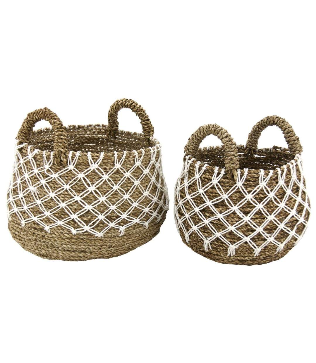 Cache-pots en jonc naturel et crochet (Lot de 2)