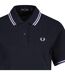 Polo Motif/style Col À Double Rayure Retro Femme Bleu Marine Fred Perry-3