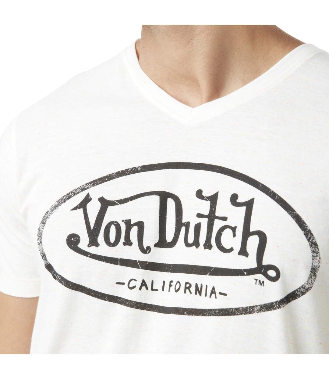 T-shirt homme col v avec logo neppy fluo en coton Tyron Vondutch