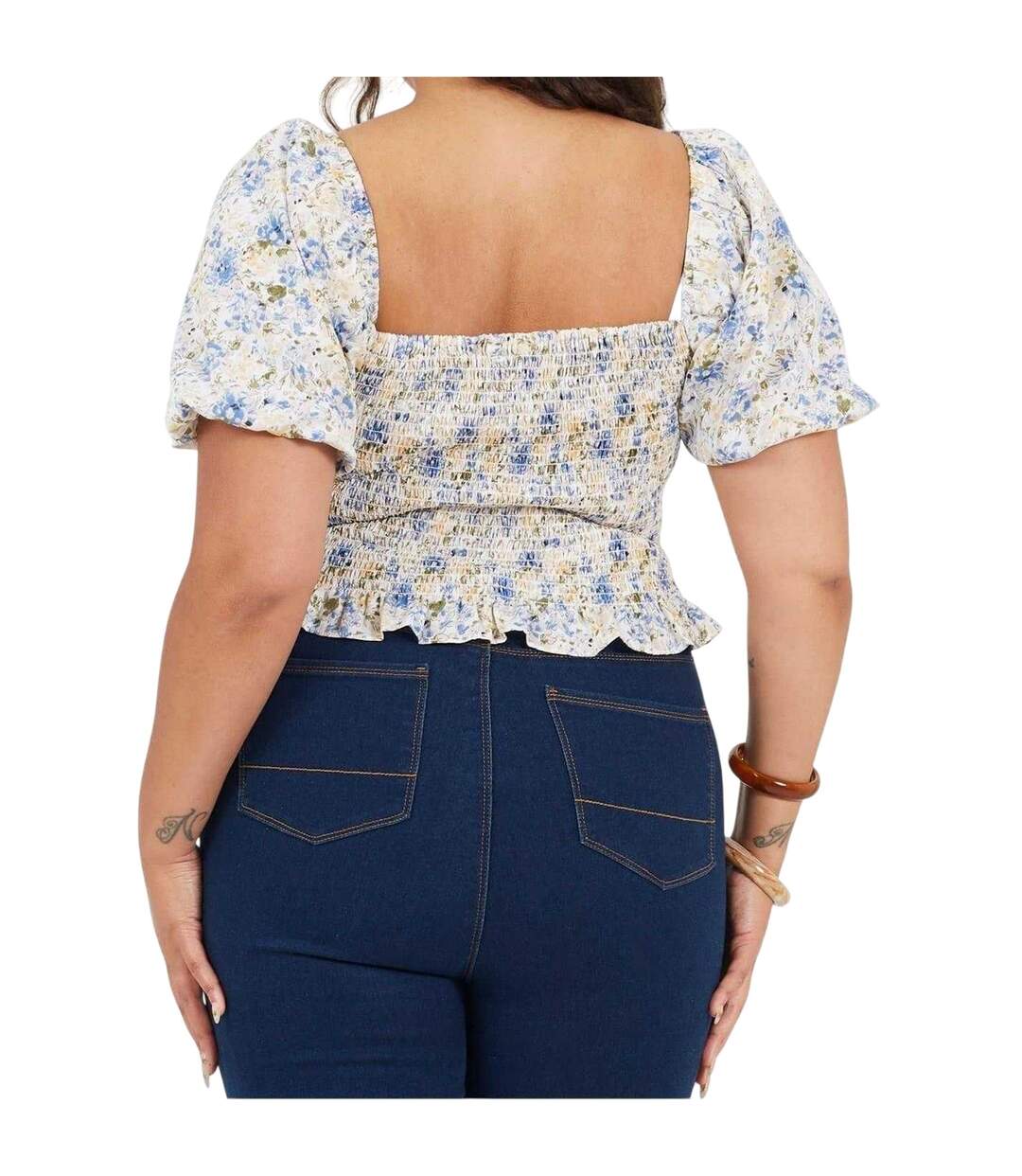 Womens/ladies Floral Ruched Top Blue Brave Soul-3