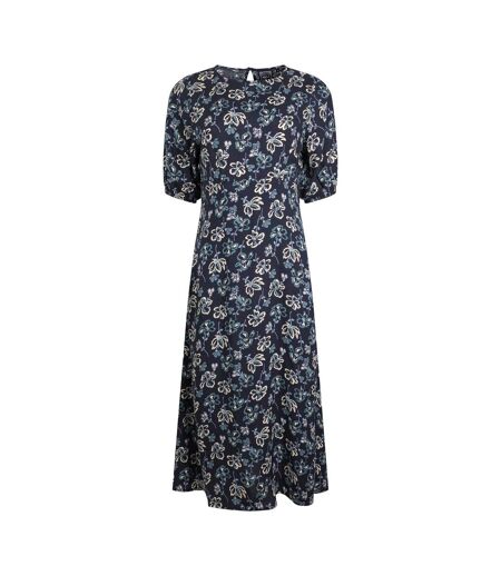 Womens/ladies everly floral eco liva midi dress black iris Weird Fish