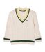 Sweat Motif/style Maille Torsadée Femme Beige Vert Lacoste-2