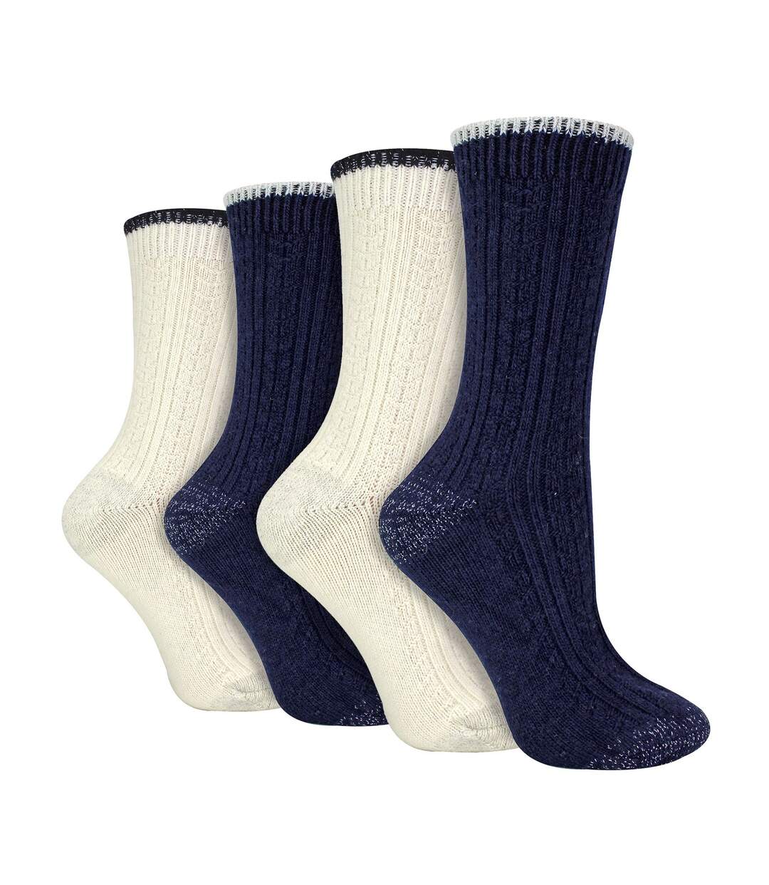 4 Pack Ladies Cable Knit and Lurex Glitter Socks for Sparkling Style and Comfort-1