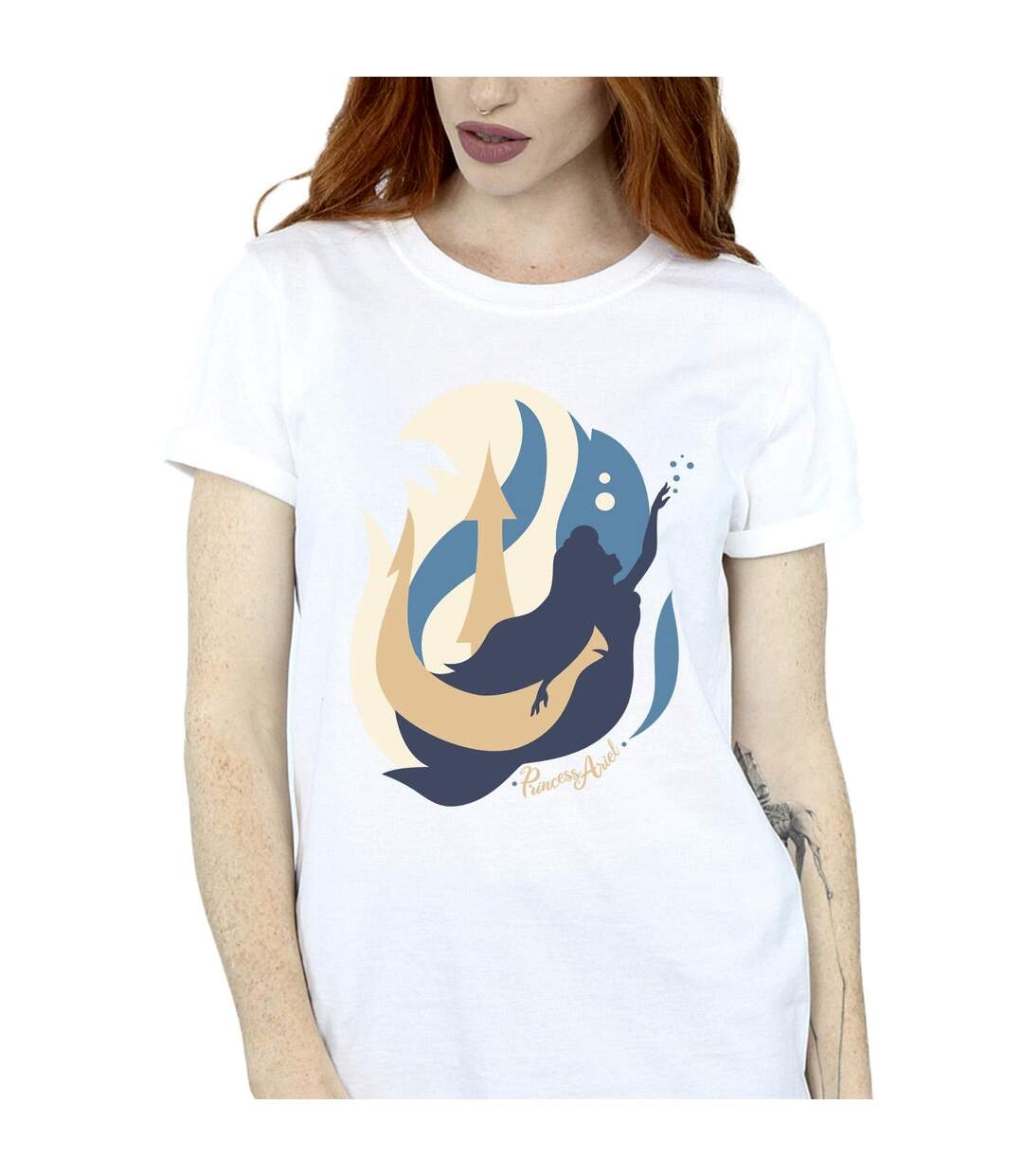 Disney T-shirt boyfriend en coton Femme/Ladies The Little Mermaid Colour Silhouettes (Blanc) - UTBI30948-3