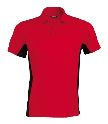 Polo bicolore homme - K232 - rouge - noir - manches courtes