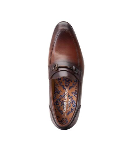 Mens Russo Buckle Leather Loafers Burnt Brown Base London