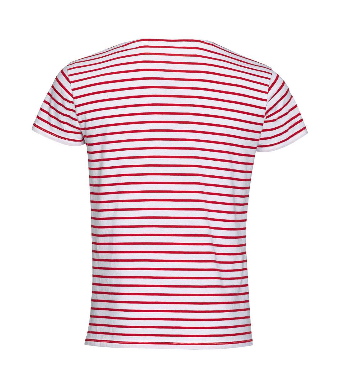 Miles t-shirt rayé à manches courtes homme blanc / rouge SOLS-2