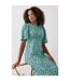 Dorothy Perkins Womens/Ladies Animal Print Shirred Waist Flutter Midi Dress (Green) - UTDP1907