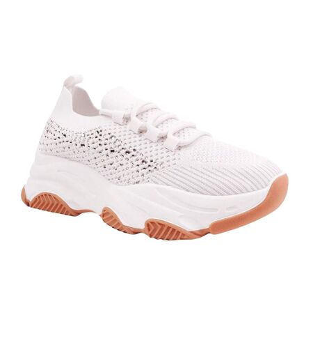 Womens/ladies whisper diamante knitted trainers beige Where´s That From