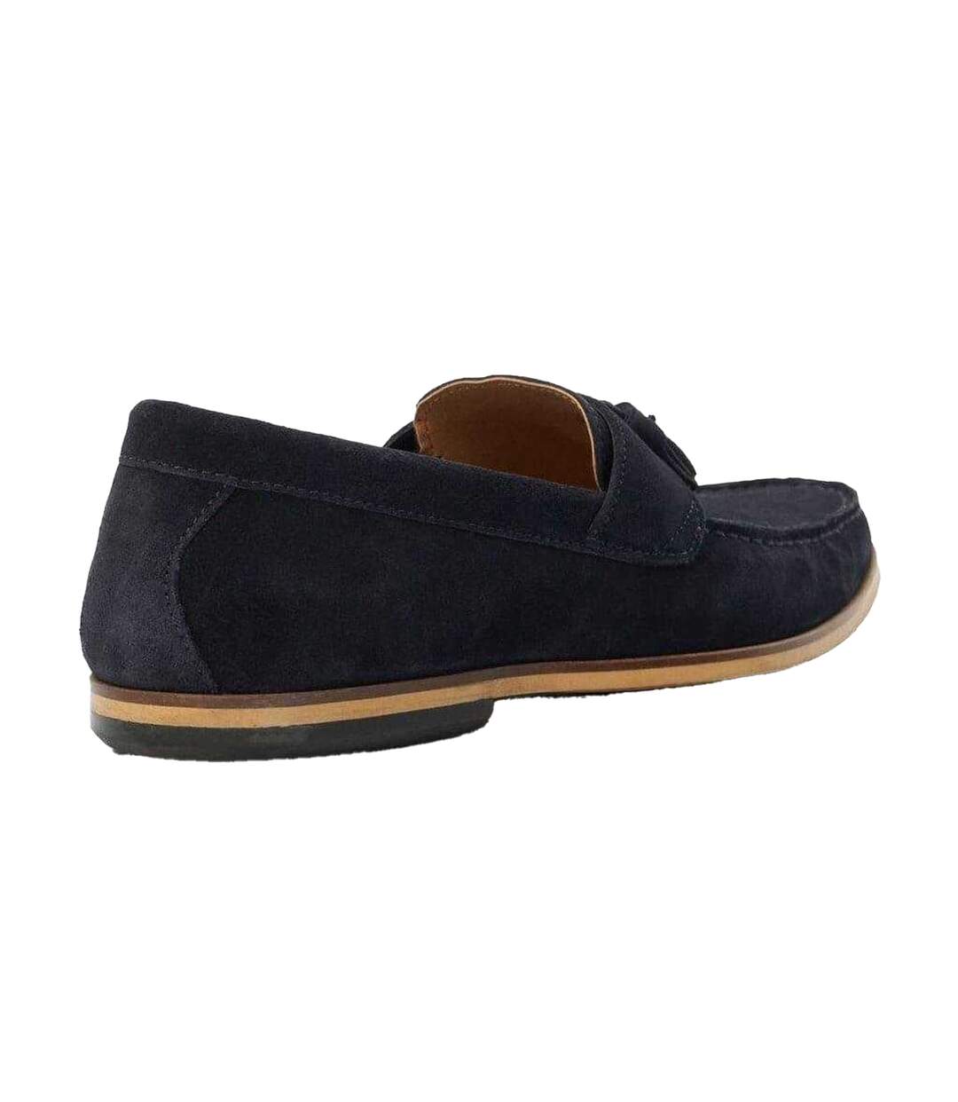 Mens Bertie Suede Stack Heel Loafers Navy Suede Dune London-2