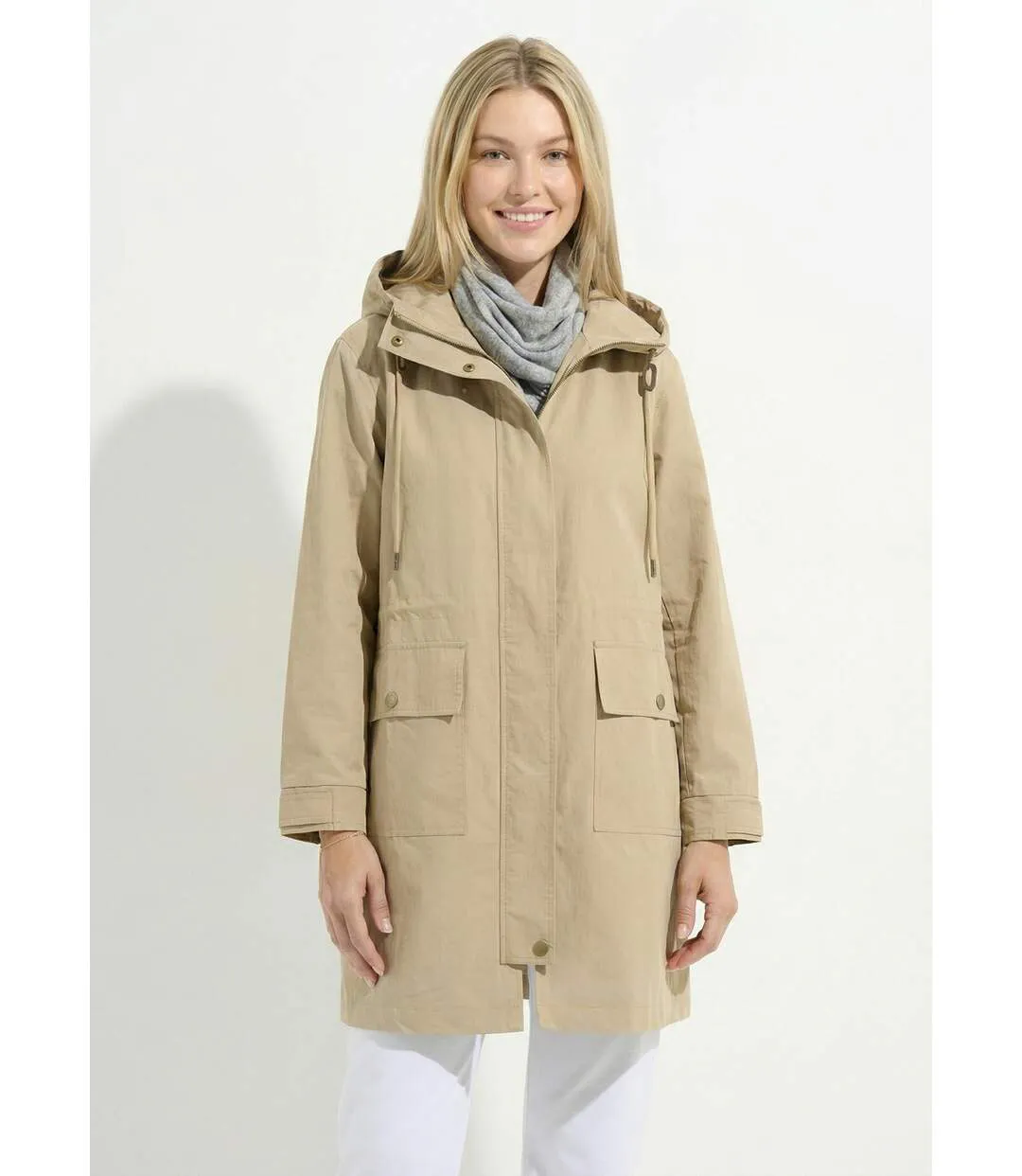 Parka zippée pressionnée à capuche déperlante-1