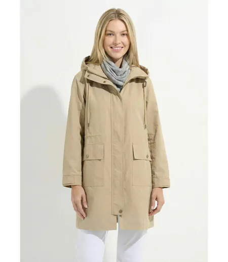 Parka zippée pressionnée à capuche déperlante