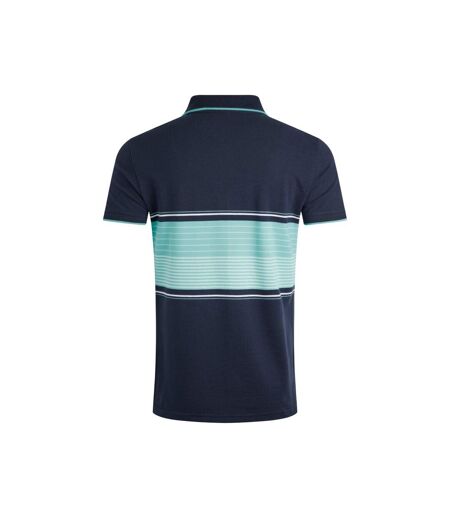 Mens sunbury striped pique organic polo shirt aquamarine Weird Fish