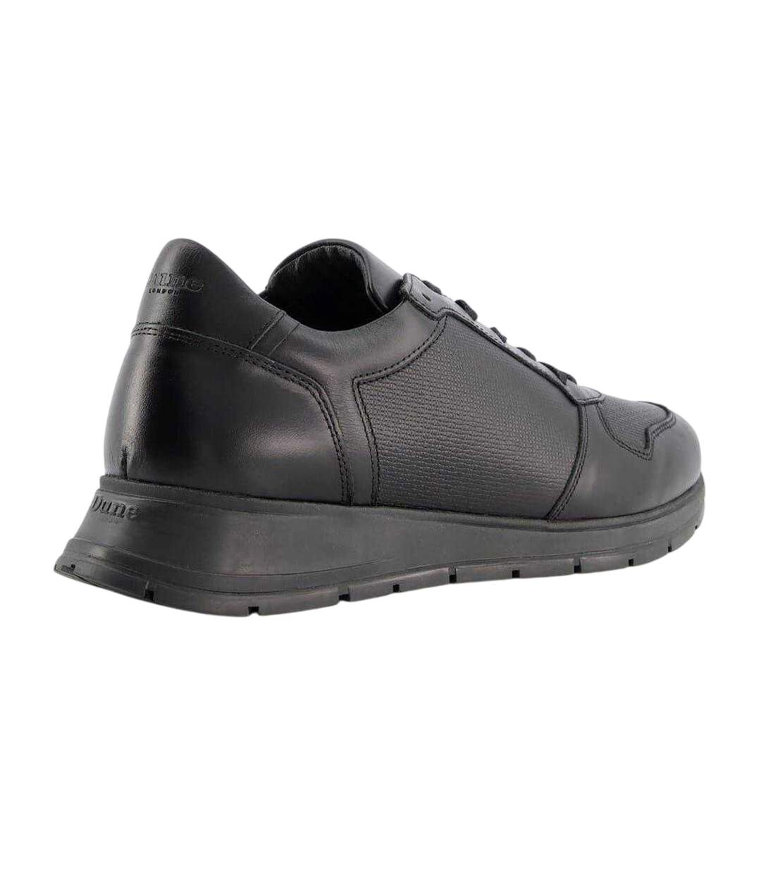 Mens Treats Plain Leather Trainers Black Dune London-2